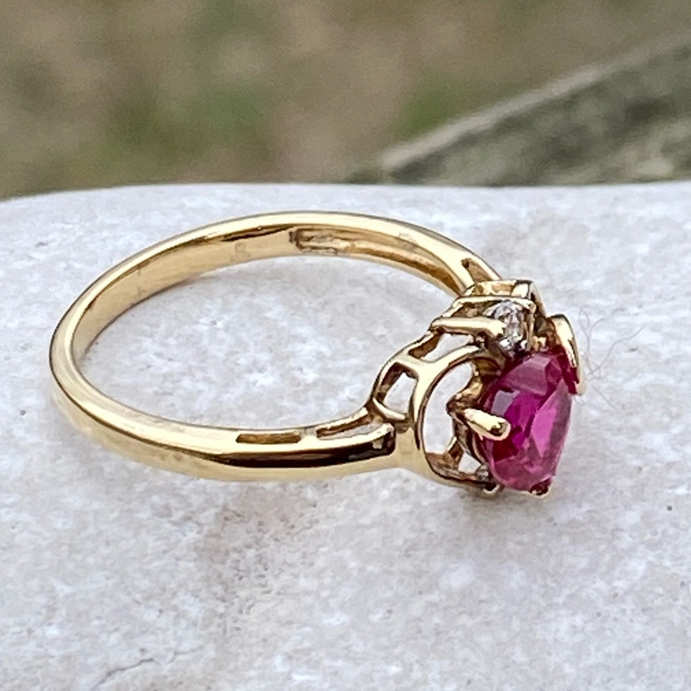 SOLD 💲Ruby heart ring 14k gold over .925 Sterling Silver size 7 new - Picture 2 of 12